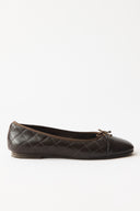Alya Bow Detail Quilted Ballerinas - Brown