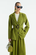 Benetti Button-Detail Skirt Suit - Green