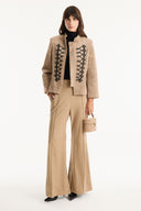 Suede-Look Jacket with Piping Detail