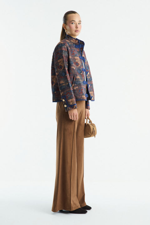 Flare Leg Suede Trousers - Camel
