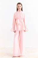 Arm and Ruffle Detail Trouser Set - Pink