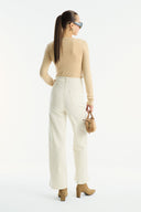 Straight Leg Pocket Jeans - Ecru