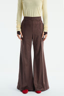 Flared Suede Trousers - Brown
