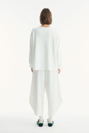 Stitched Detail Carrot Pants Set - Ecru