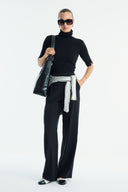 Straight-Cut Crepe Trousers - Black