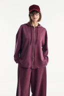 Zippered Comfortable Pants Set - Damson