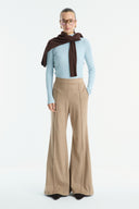 Flared Suede Trousers - Beige