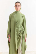 Tunnel Detailed Abaya - Sage Green