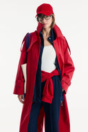 Long Epaulet Trench Coat - Red