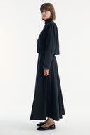 Asymmetric Button Detail Skirt Set - Black