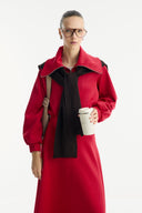 Jeweled Collar Zippered Scuba Skirt Set - Red