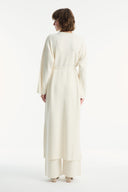 Basic Knit Co-ord Set with Side Slit Trousers - Stone