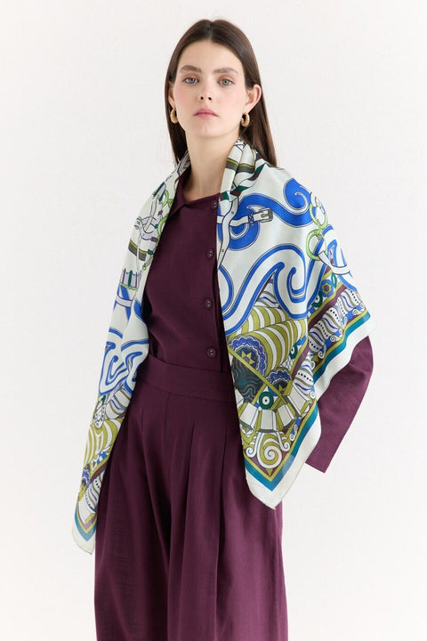 Samora Patterned Shoulder Shawl - Pistachio Green