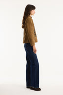Suede-Look Jacket with Detailed Piping Trim