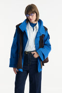 Epaulette Detailed Short Trench Coat - sapphire blue