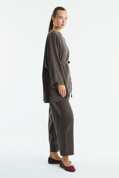 Benetti Belt-Detailed Trousers Set - Brown