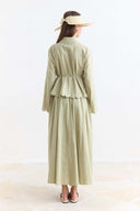 Manşet Nakış Detaylı Keten Etek Takım