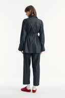 Denim Set with Metal Button Detail - Black