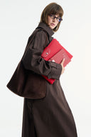 Long Trench Coat with Epaulettes - Brown