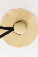 Ribbon Detail Extra Wide Straw Hat - Beige