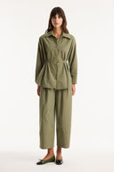 Pocket Detail Button-Up Shirt and Trousers Set