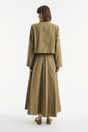 Asymmetric Button Detail Skirt Set - Khaki