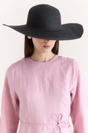 Wide Brim Straw Hat - Black