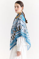 Samora Patterned Shoulder Shawl - Pastel Blue