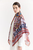 Samora Patterned Shoulder Shawl - Navy Blue