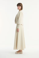 Zipper Detailed Flared Skirt Scuba Set - Stone
