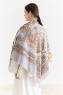 Samora Patterned Shoulder Shawl - Ecru