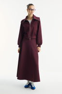 Stone-Embellished Zip-Up Scuba Skirt Set - Plum