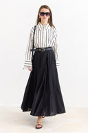 Voile Flared Skirt - Black