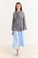 Striped Ruffled Shirt - Brown