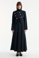 Asymmetric Button Detail Skirt Set - Black