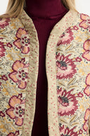 Floral Print Quilted Jacket - Burgundy