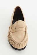 Moren Suede Genuine Leather Loafers - Stone