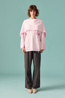 Scarf-Collar Knitted Sweater - Pink