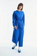 Stitched Detail Carrot-Fit Trouser Set - royal blue