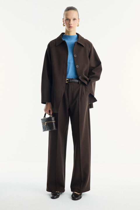 Button Detailed Belted Jacket - Brown