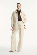 Button Detail Belted Jacket - Beige
