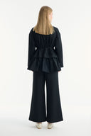 Ruffled Look Zippered Pants Set