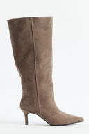 Pointed Toe Genuine Leather Suede Ankle Boots - earth