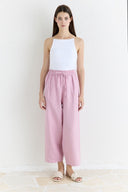 Düz Kesim Organik Keten Pantolon - Pembe