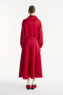 Jeweled Collar Zippered Scuba Skirt Set - Red