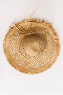 Tassel Detail Wide Straw Hat - Camel