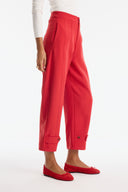 Carrot-Fit Button-Detail Trousers