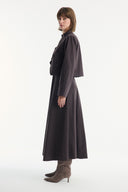 Asymmetric Button Detailed Skirt Set - Coffee