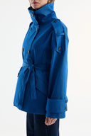 Epaulette Detailed Short Trench Coat - sapphire blue