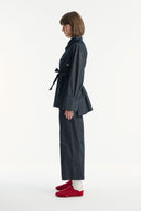 Denim Set with Metal Button Detail - Black
